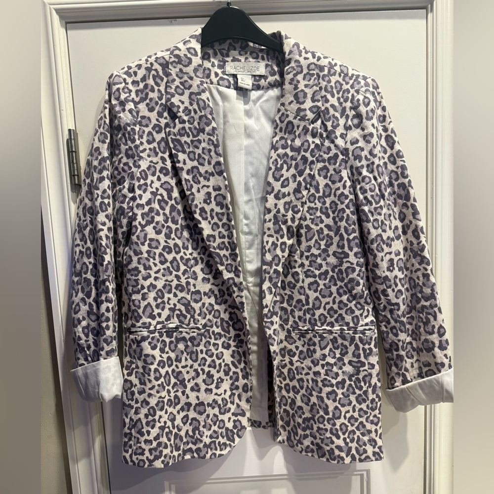 Rachel Zoe Gray and White Blazer Structured Tailored